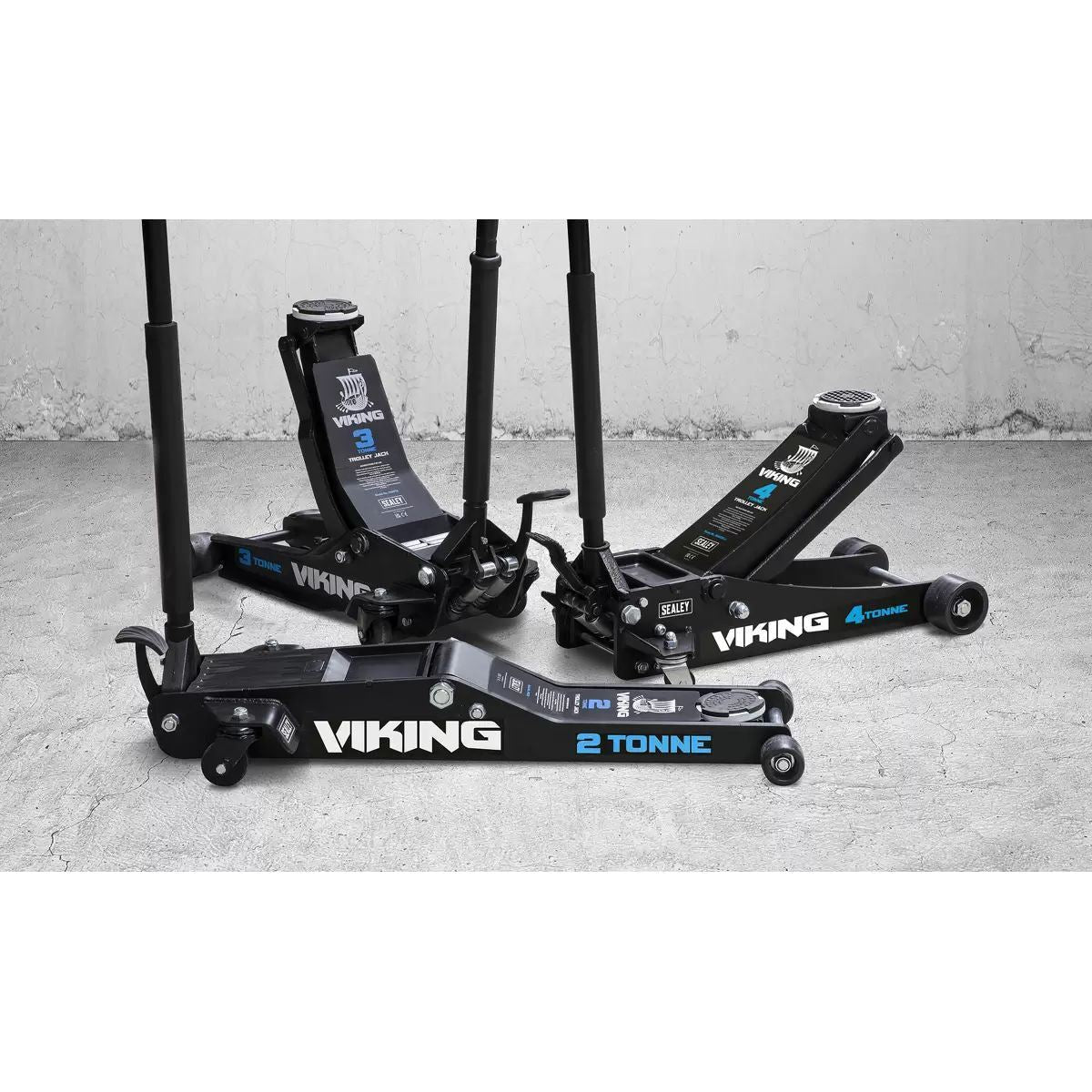 Sealey 3100TB Viking 3 tonne Low Entry Trolley Jack Rocket Lift Garage Workshop