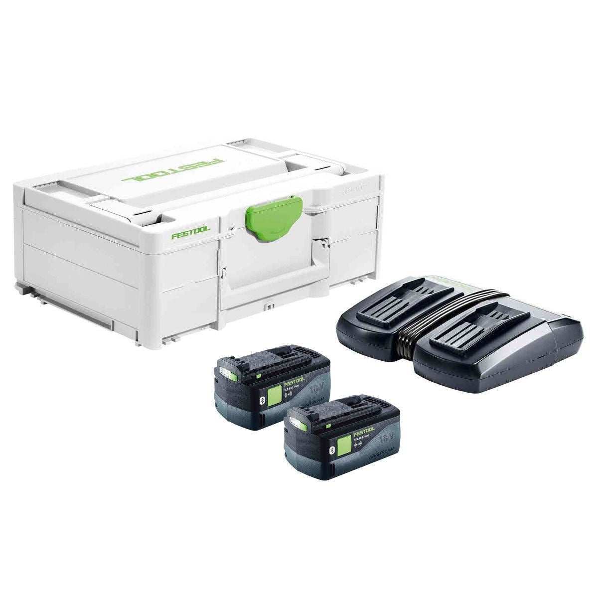 Festool SYS 18V 2x5,0/TCL 6 DUO GB Energy Set With 2 x 5.0Ah Batteries Charger & Case - 577708