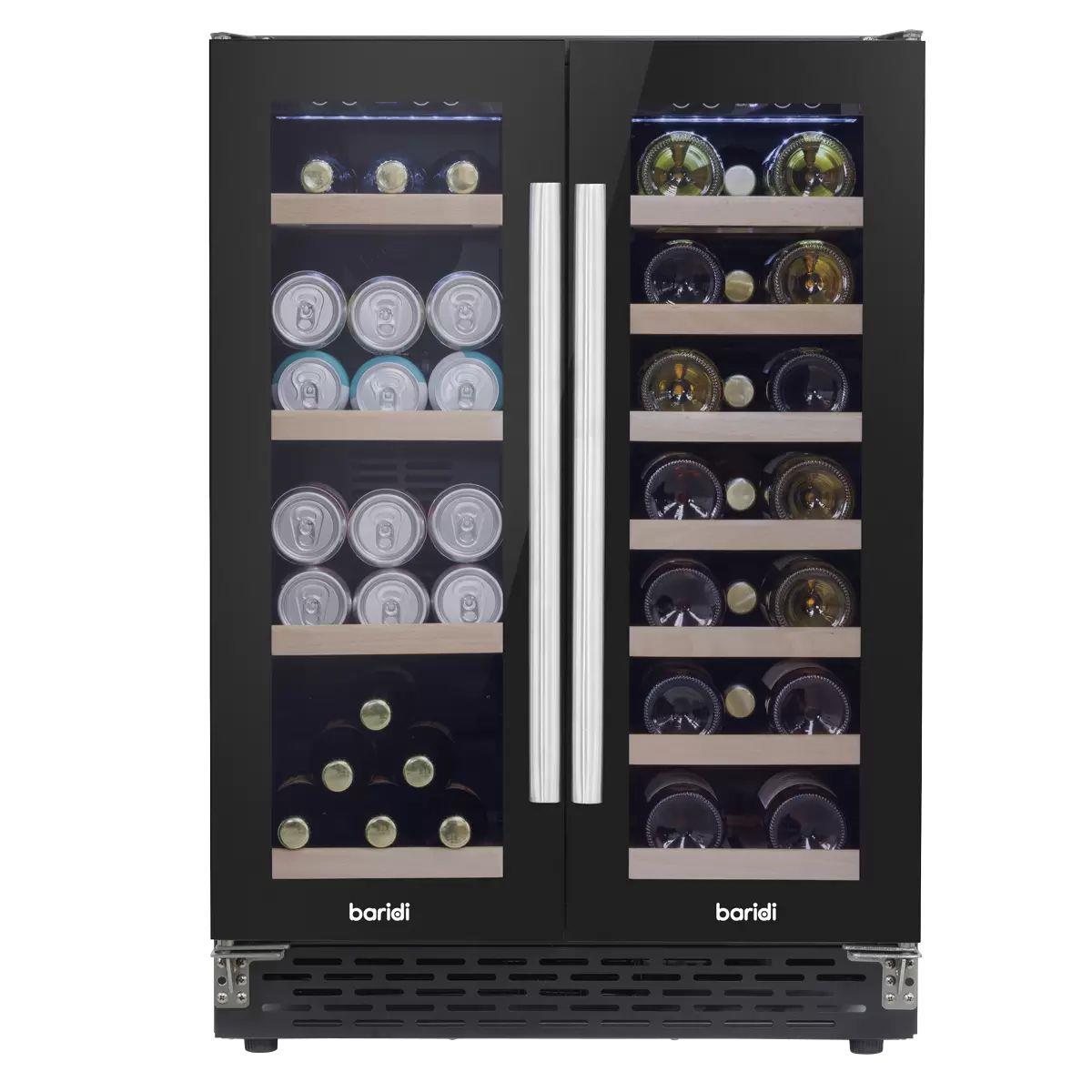 Sealey DH96 Baridi 40 Bottle/120 Can Dual Zone Undercounter/Freestanding Wine & Drinks Fridge Black 230V