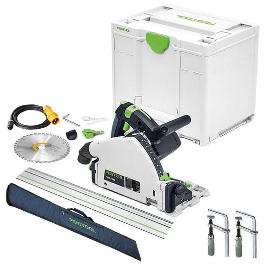 Festool TS 55 FEQ-Plus 110V GB 160mm Circular Plunge Cut Saw - 576707 With Guide Rail, Clamp & Guide Rail Bag