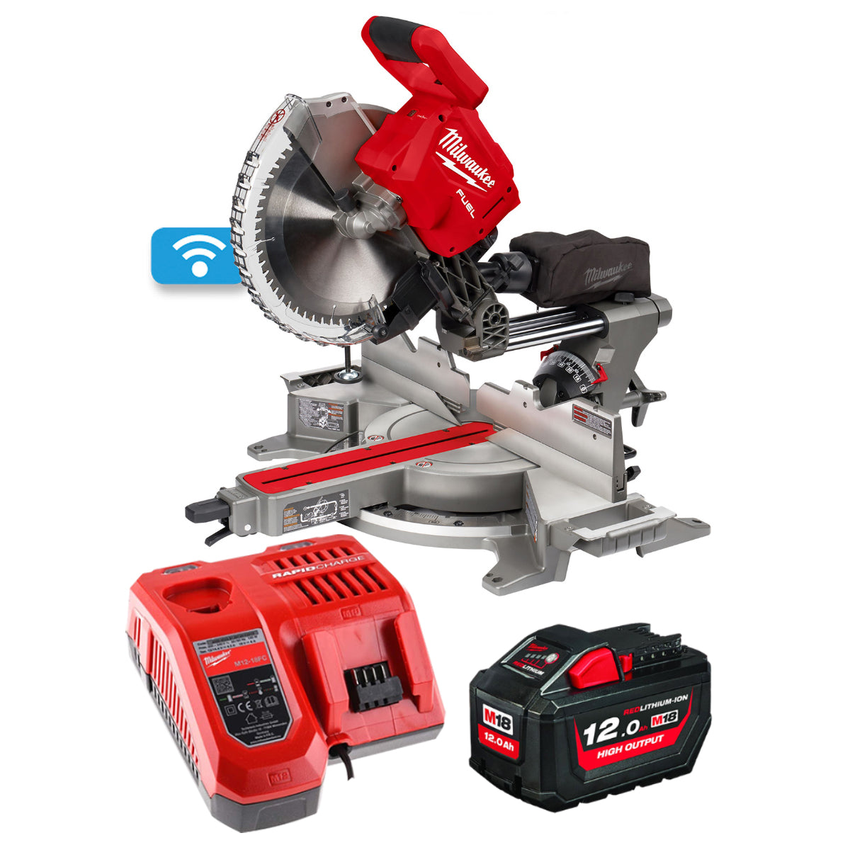 Milwaukee M18FMS305-0 18V Fuel ONE-KEY Brushless 305mm Mitre Saw with 1 x 12.0Ah Battery & Charger