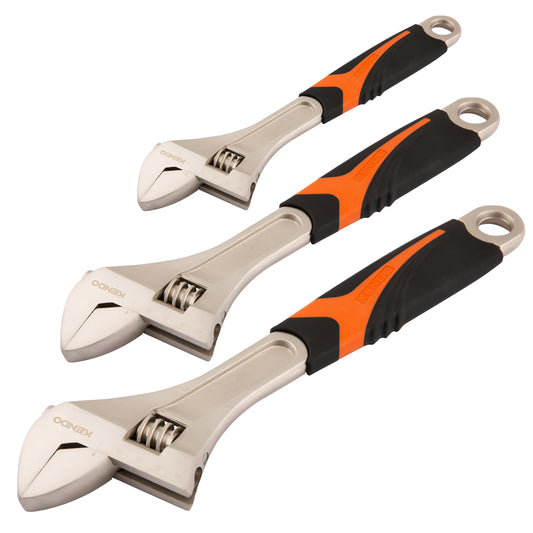 Kendo Extra-Wide Opening Adjustable Wrench Pack of 3
