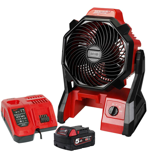 Milwaukee M18AF-0 18V Air Fan with 1 x 5.0Ah Battery & Charger