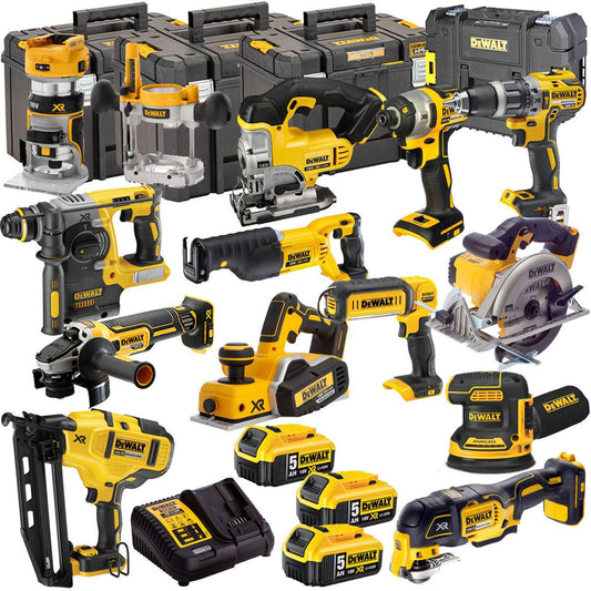 Dewalt 18V 13 Piece Power Tool Kit with 3 x 5.0Ah Batteries T4TKIT-4824