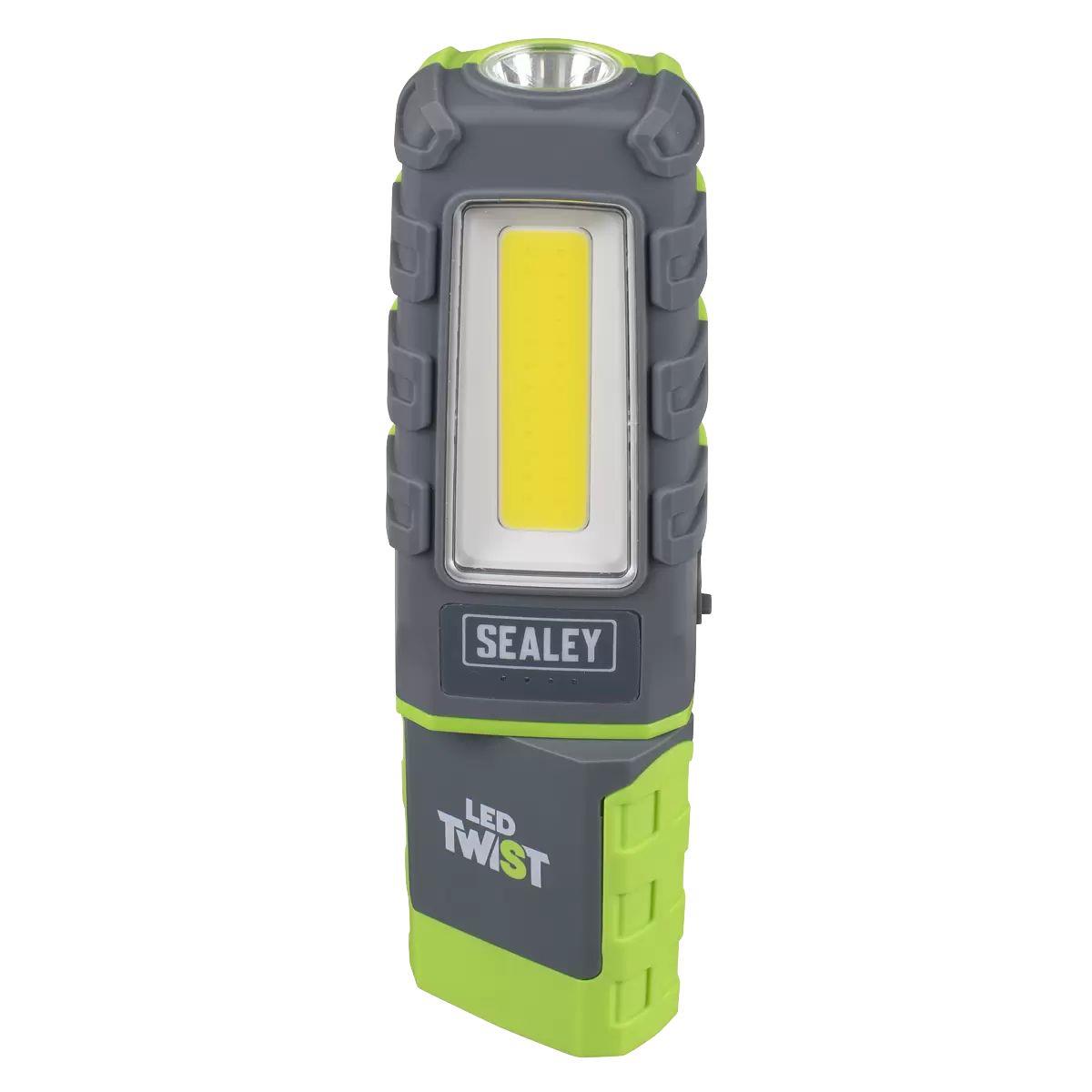 Sealey LED601GDB LED Twist Rechargeable Inspection Light, Green Box of 12