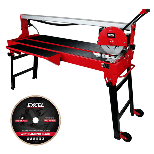 Excel 1250mm Wet Tile Cutter Bridge Saw 240V/1200W with Continuous Rim Tile Saw Blade