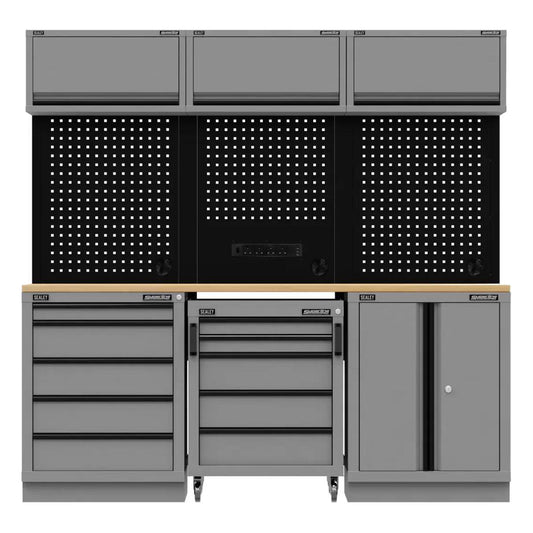 Sealey APMSBESTACK03W Superline PRO Black Edition Storage System with Rubber Wood Worktop 2.04m