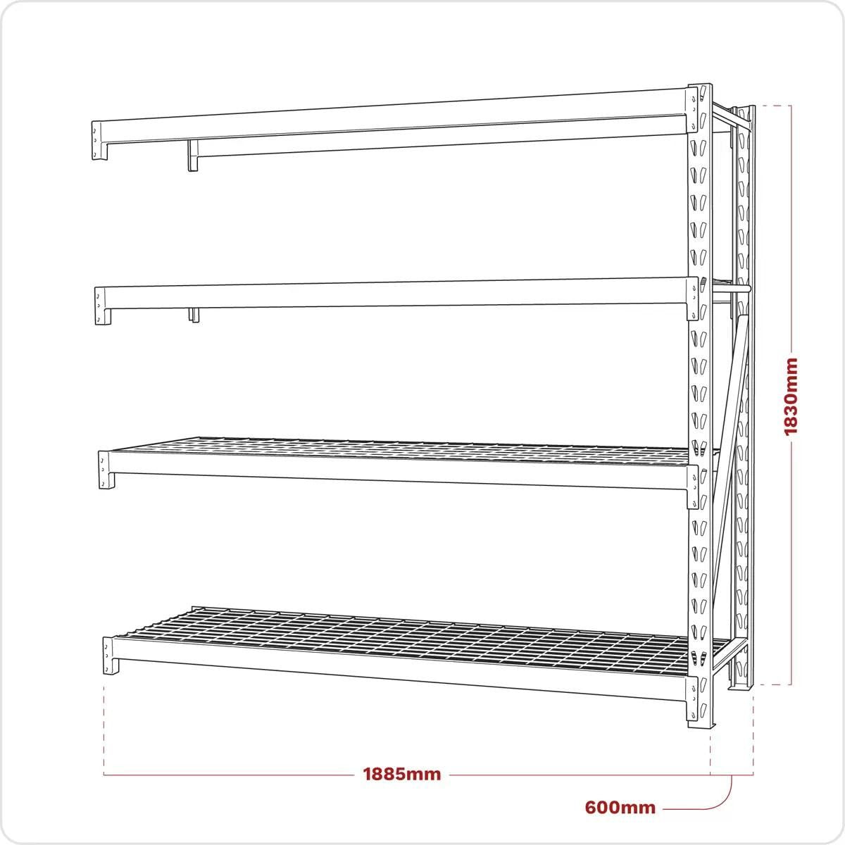 Sealey AP6572E Racking Extension Pack with 4 Mesh Shelves