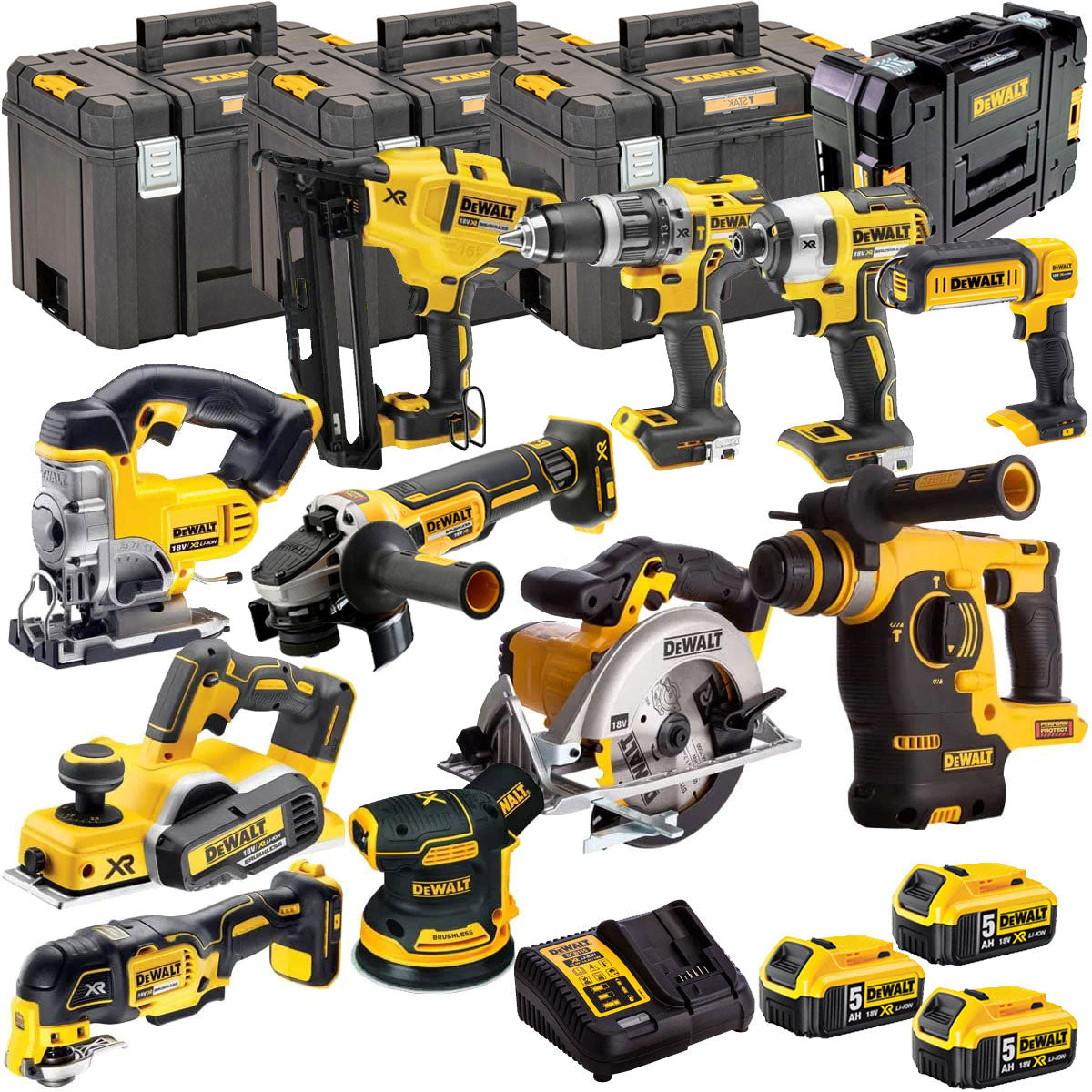 DeWalt DEWT4TKIT10 18V 11 Piece Power Tool Kit with 3 x 5.0Ah Battery
