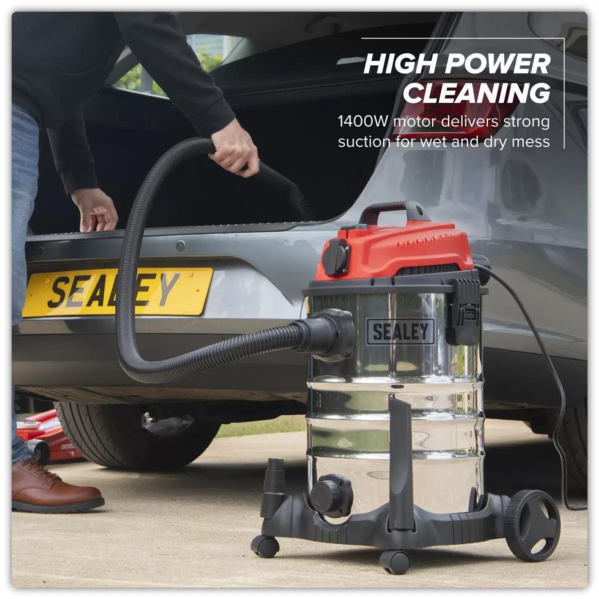 Sealey PC300SDAUTO Vacuum Cleaner Industrial 30ltr Stainless 230V/1400W
