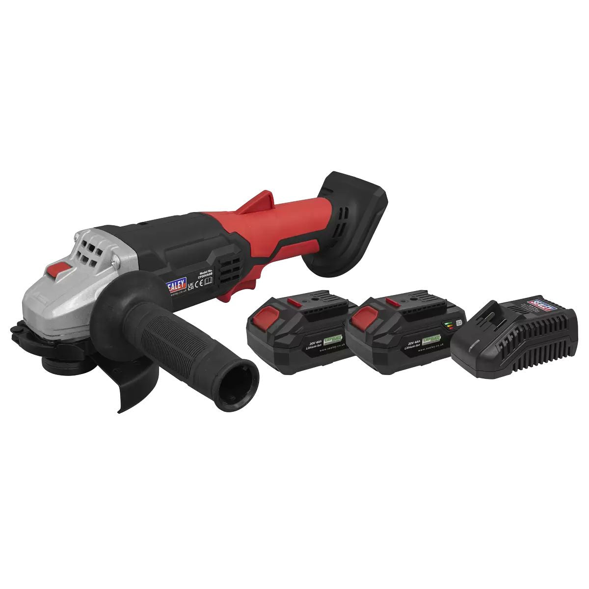 Sealey CP20VAGBKIT 20V Angle Grinder Cordless Kit 115mm 2 x 4.0Ah Batteries & Charger