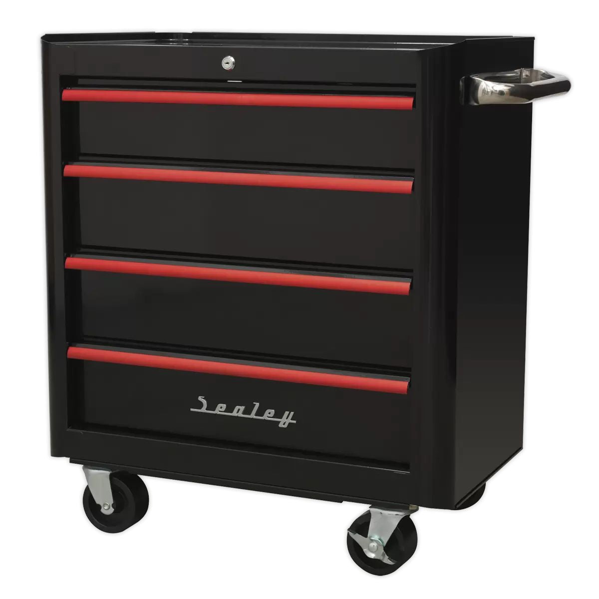 Sealey AP28204BR Rollcab 4 Drawer Retro Style Black with Red