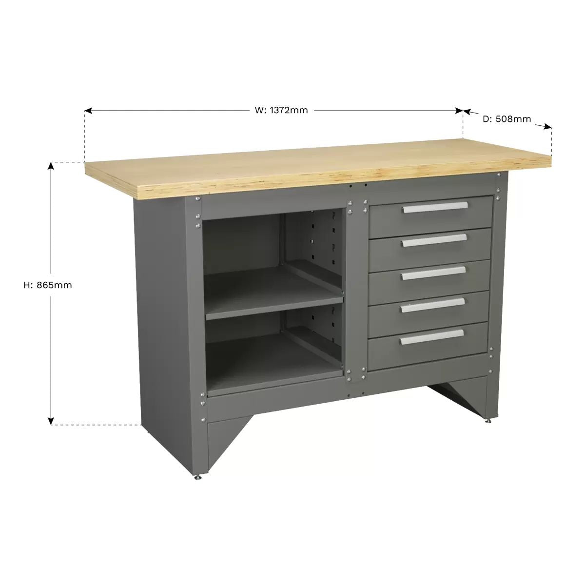 Sealey AP2030BB Workbench with 5 Drawers Heavy-Duty