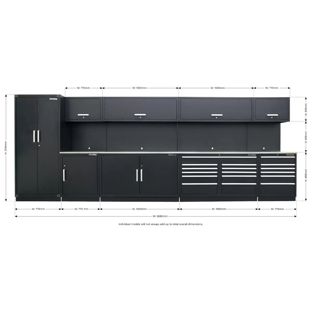 Sealey APMSSTEEL Premier 5.6m Storage System Stainless Worktop