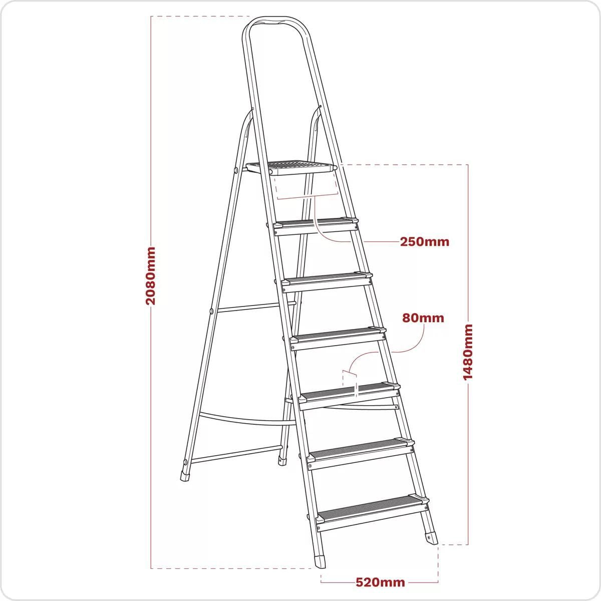 Sealey ASL7 Trade Aluminium Step Ladder 7-Tread