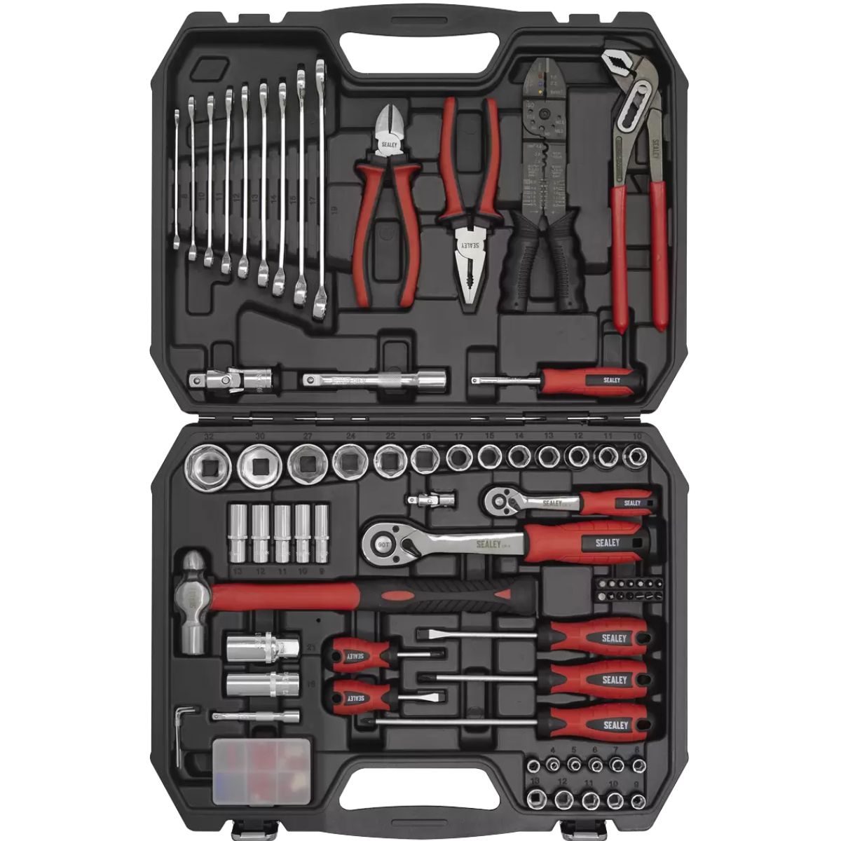 Sealey AK7400 Mechanic's Tool Kit 100 Piece Sockets Screwdriver Hammer Spanner Spark