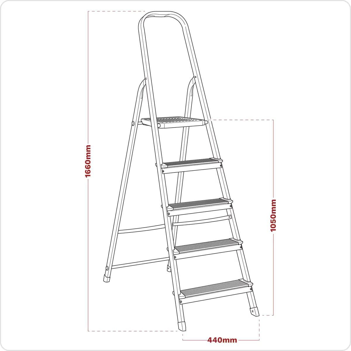 Sealey ASL5 5-Tread Trade Aluminium Step Ladder EN 131
