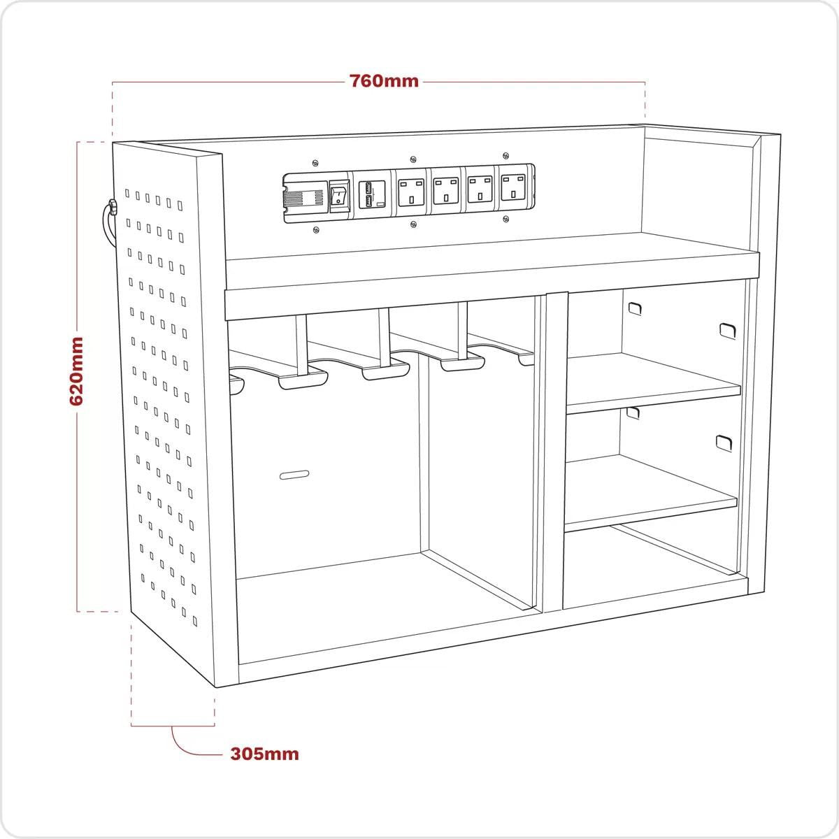 Sealey AP30SRBE Power Tool Storage Rack with Power Strip