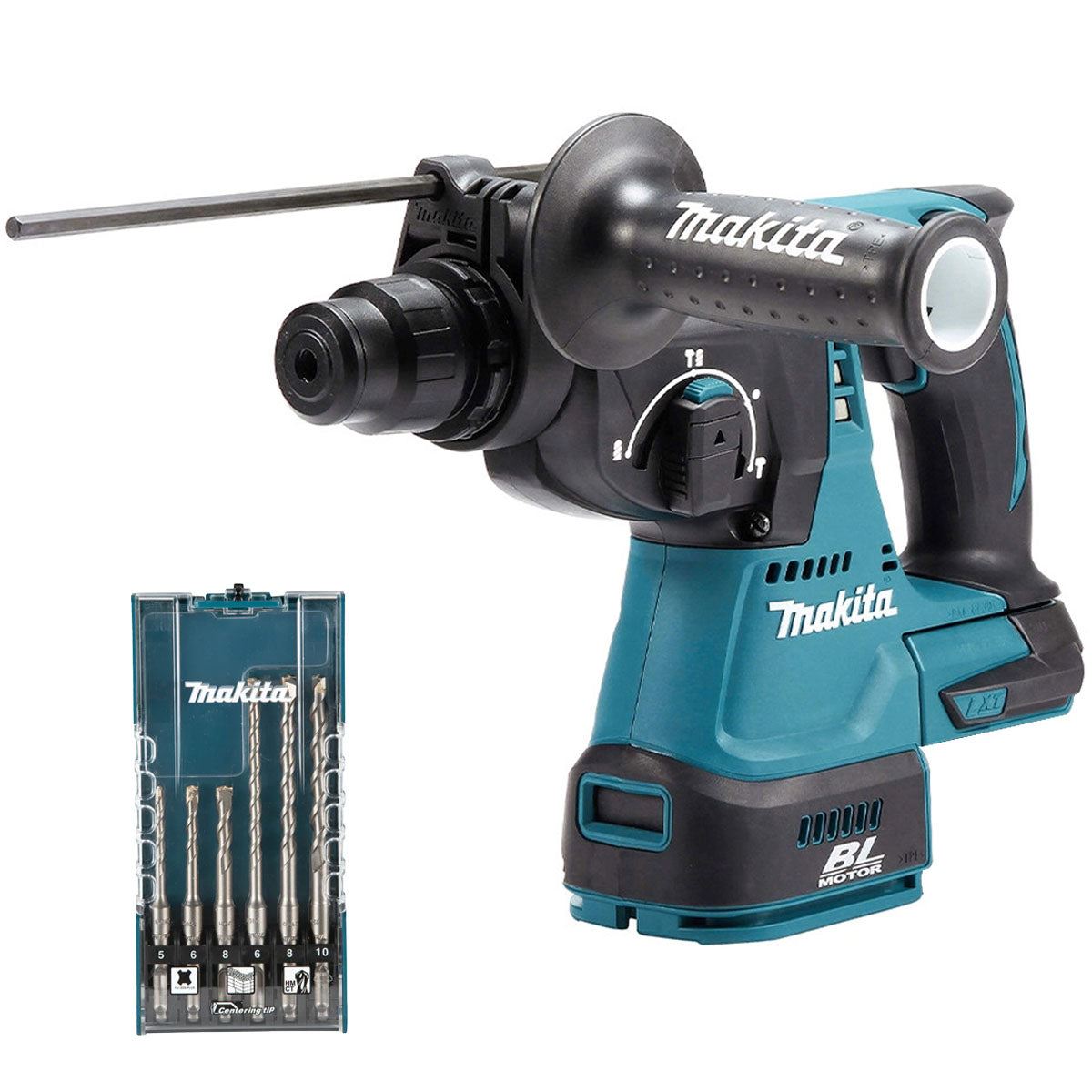 Makita DHR242Z 18V SDS+ Brushless Rotary Hammer Drill with 6 Piece Drill Bit Set