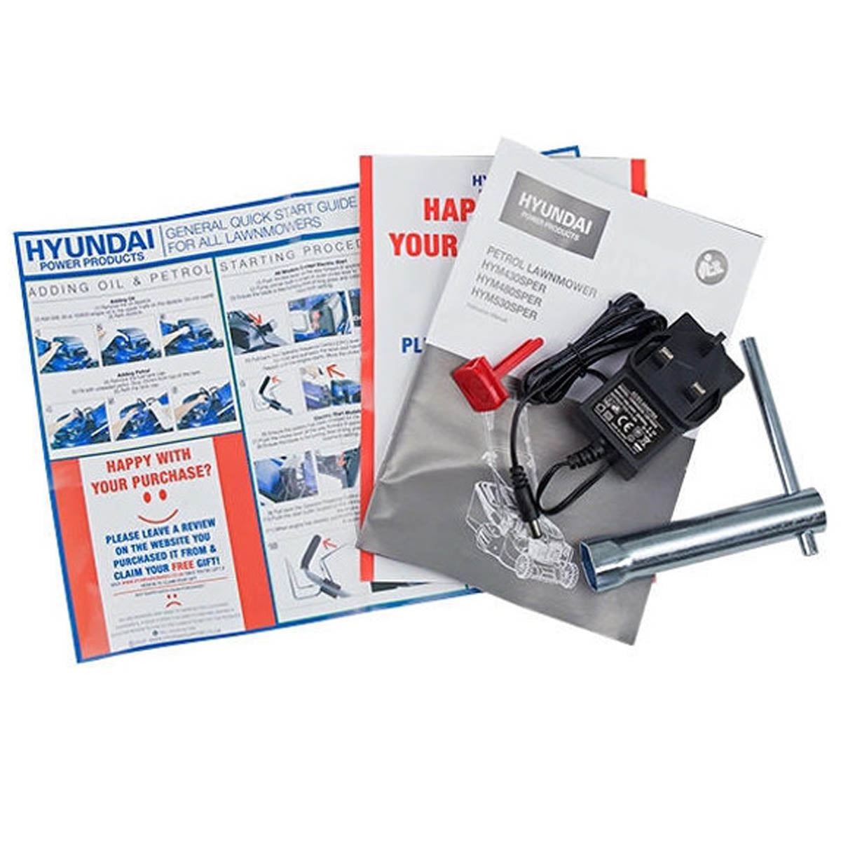 Hyundai HYM430SPER 43cm Electric-Start Self-Propelled Petrol Roller Lawnmower 139cc Engine & 25-75mm Cuts