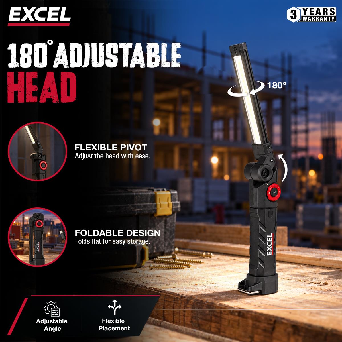 Excel 800 Lumens LED Rechargeable Inspection Magnetic Light