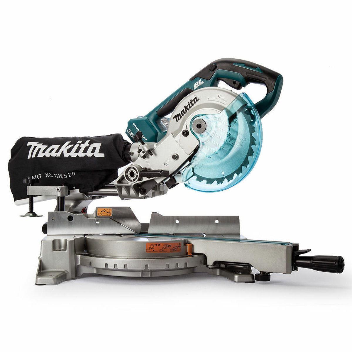 Makita DLS714NZ 36V LXT Brushless 190mm Slide Compound Mitre Saw with 2 x 6.0Ah Battery, Charger & Mitre Saw Stand