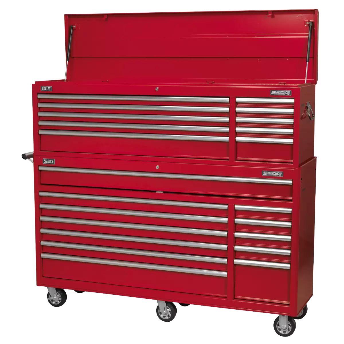 Sealey AP66COMBO2 Topchest & Rollcab Combination 23 Drawer with Ball-Bearing Slides Red
