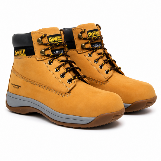 Dewalt Apprentice Nubuck Hiker Safety Boots Steel Toe Cap Honey - Size 8