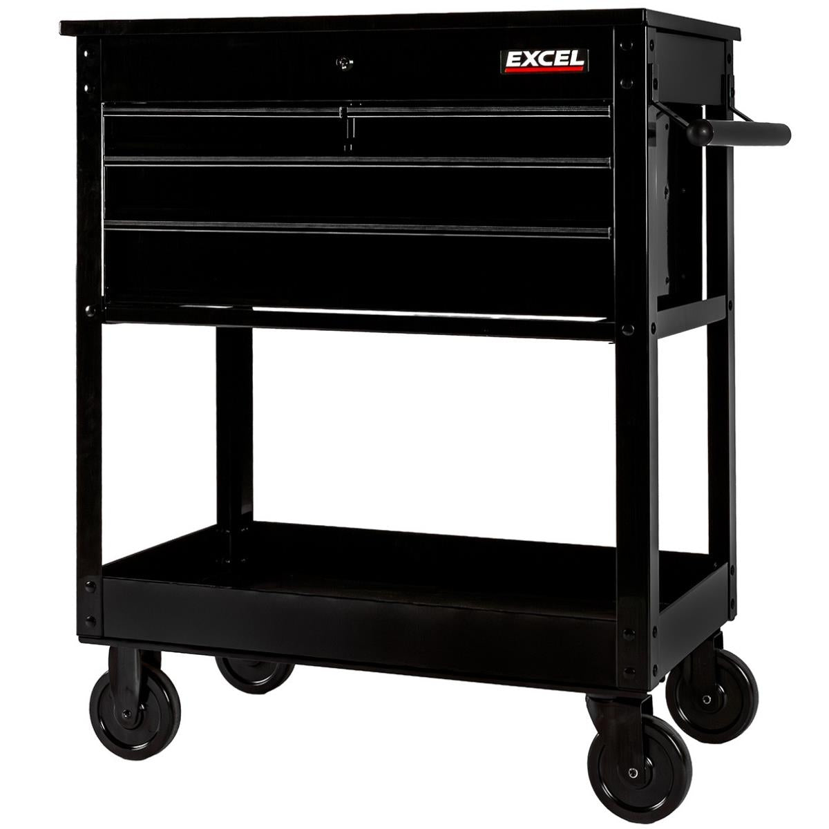 Excel 30" Heavy-Duty Mobile Tool Trolley with Lockable Top & 4 Ball-Bearing Drawers – Garage & Workshop Storage