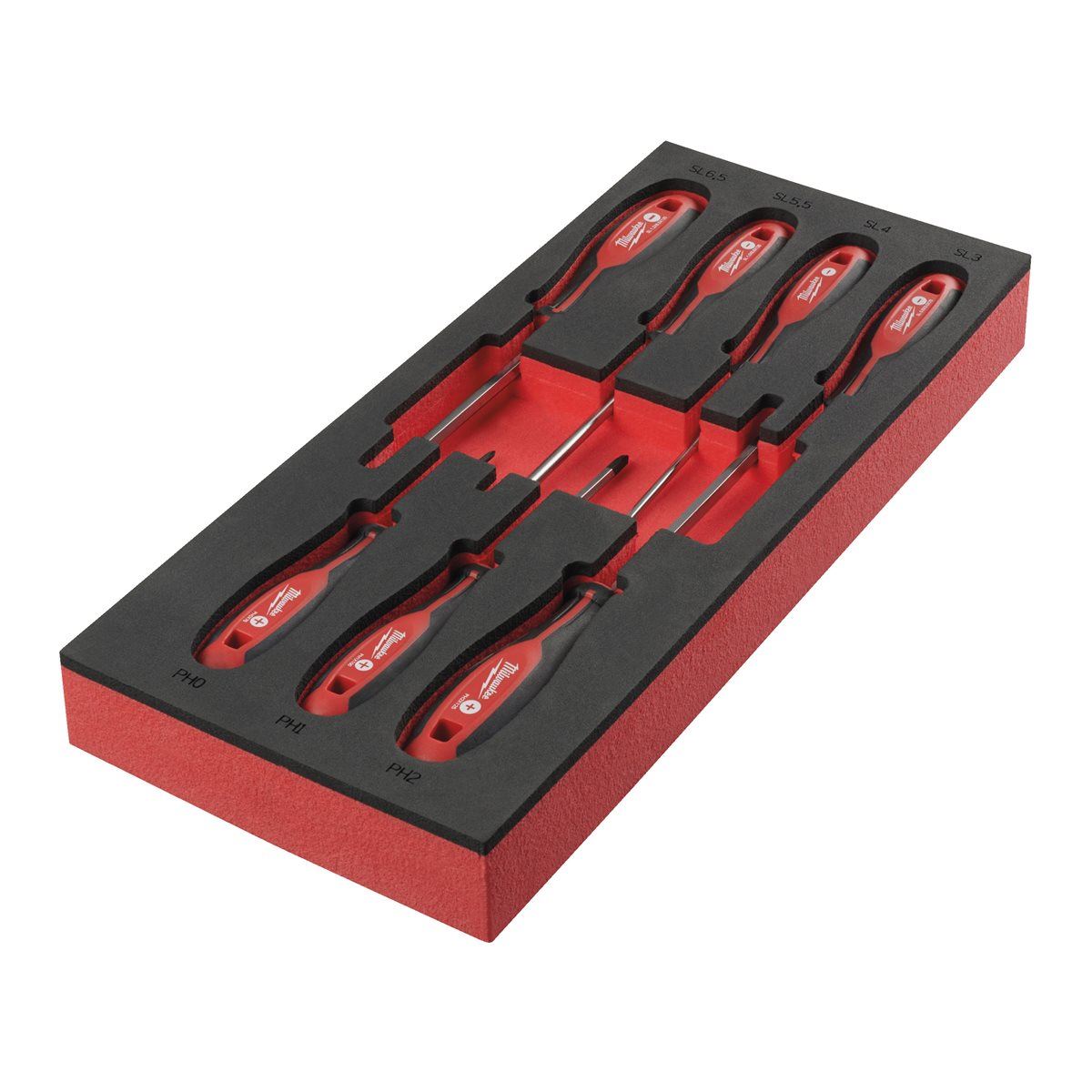 Milwaukee 7 Piece Slotted & Phillips Tri-Lobe Screwdriver Set in Foam Insert 4932492394