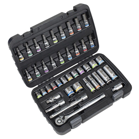 Sealey AK7915 Socket & Socket Bit Set 3/8"Sq Drive 42pc