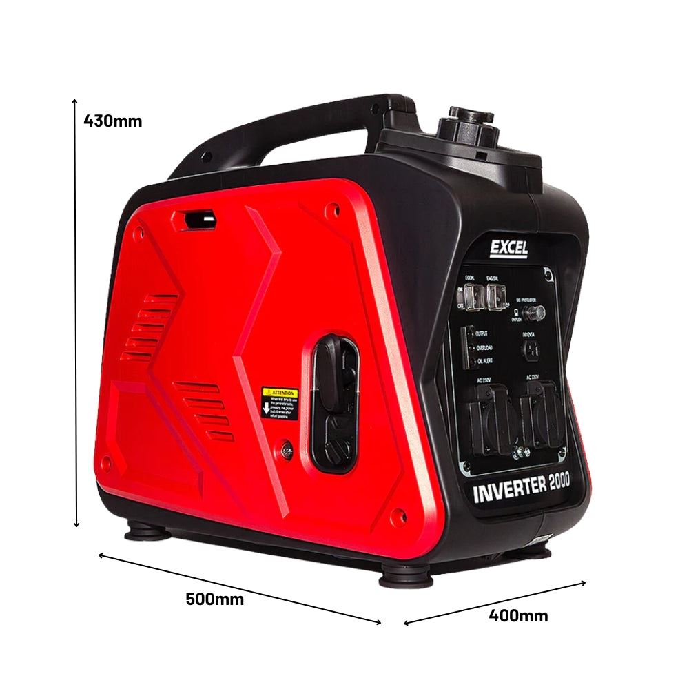 Excel Petrol Inverter Generator 4-Stroke Engine - 2000W Power Output, 99CC for Reliable Outdoor use