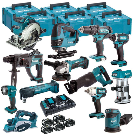 Makita 18V 13 Piece Power Tool Kit with 5 x 5.0Ah Battery & Charger T4TKIT-16465
