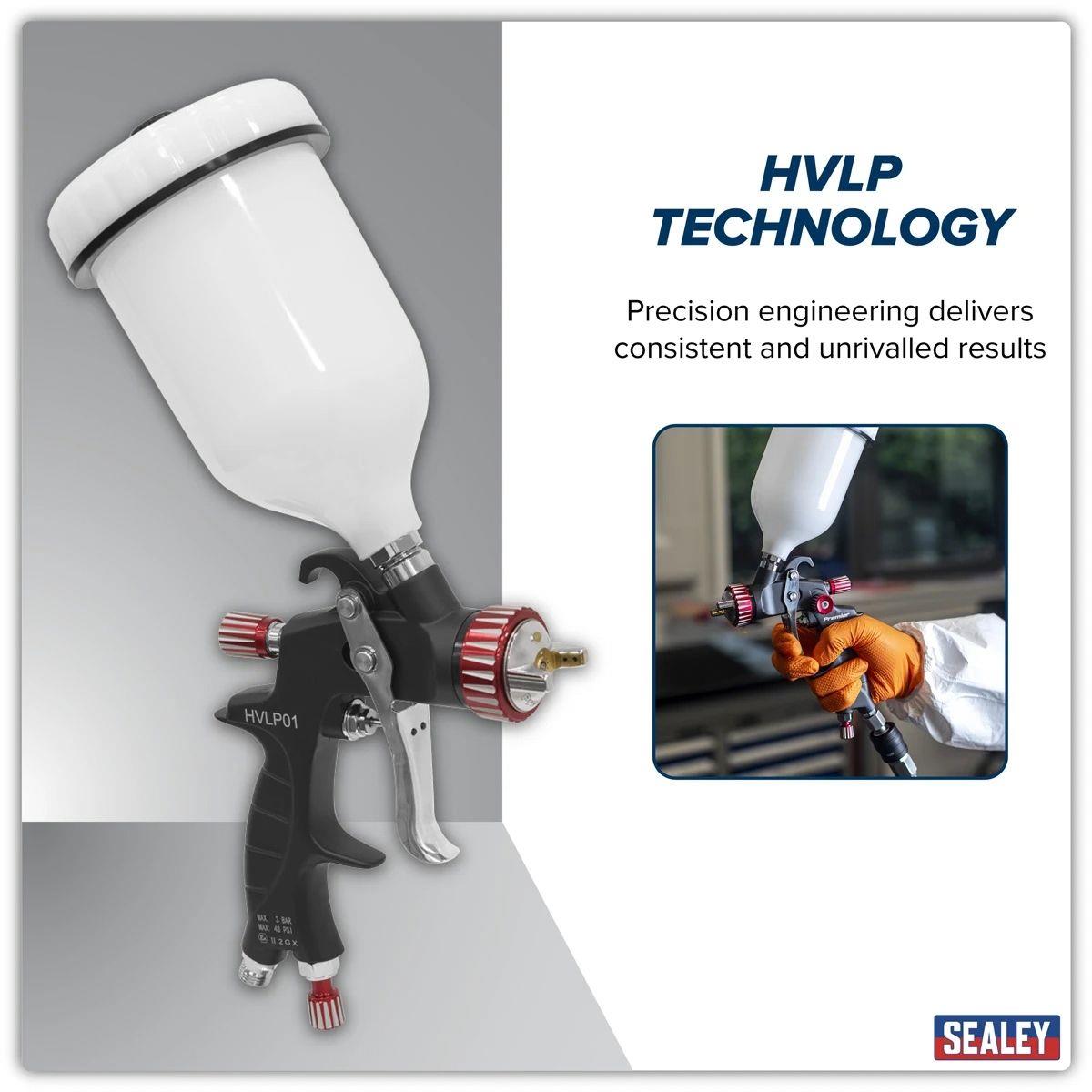 Sealey HVLP01 Premier Professional HVLP Gravity Feed Spray Gun 1.3mm Set-Up