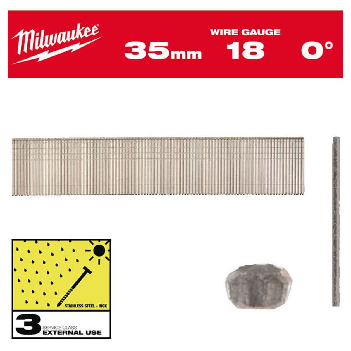 Milwaukee Brad Nails Inox 18G / 35mm / SC3 5000 Piece 4932498745