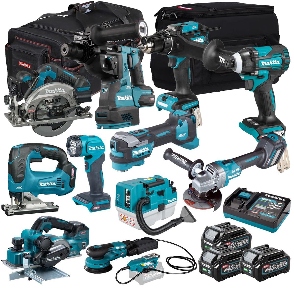 Makita 40V 11 Piece Combo Kit with 3 x 2.5Ah Batteries & Charger T4TKIT-6571