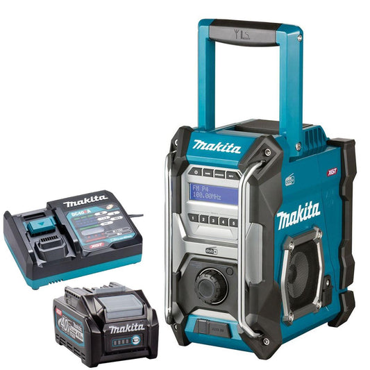 Makita MR003GZ 40V XGT FM/DAB/DAB+ Jobsite Radio Blue with 1 x 4.0Ah Battery & Charger