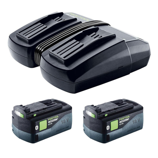 Festool 18V 2 x 5.0Ah AIRSTREAM Battery 578519 & 10.8-18V TCL 6 DUO 230V GB Rapid Charger 577019