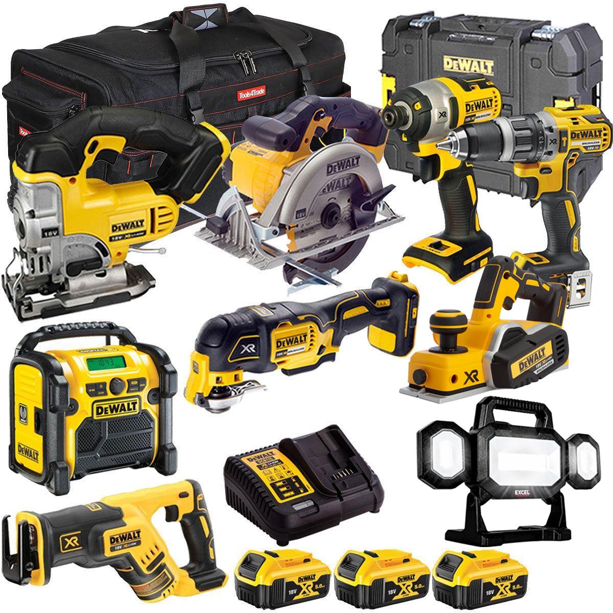 Dewalt 18V 9 Piece Power Tool Kit with 3 x 5.0Ah Battery & Charger T4TKIT-9754