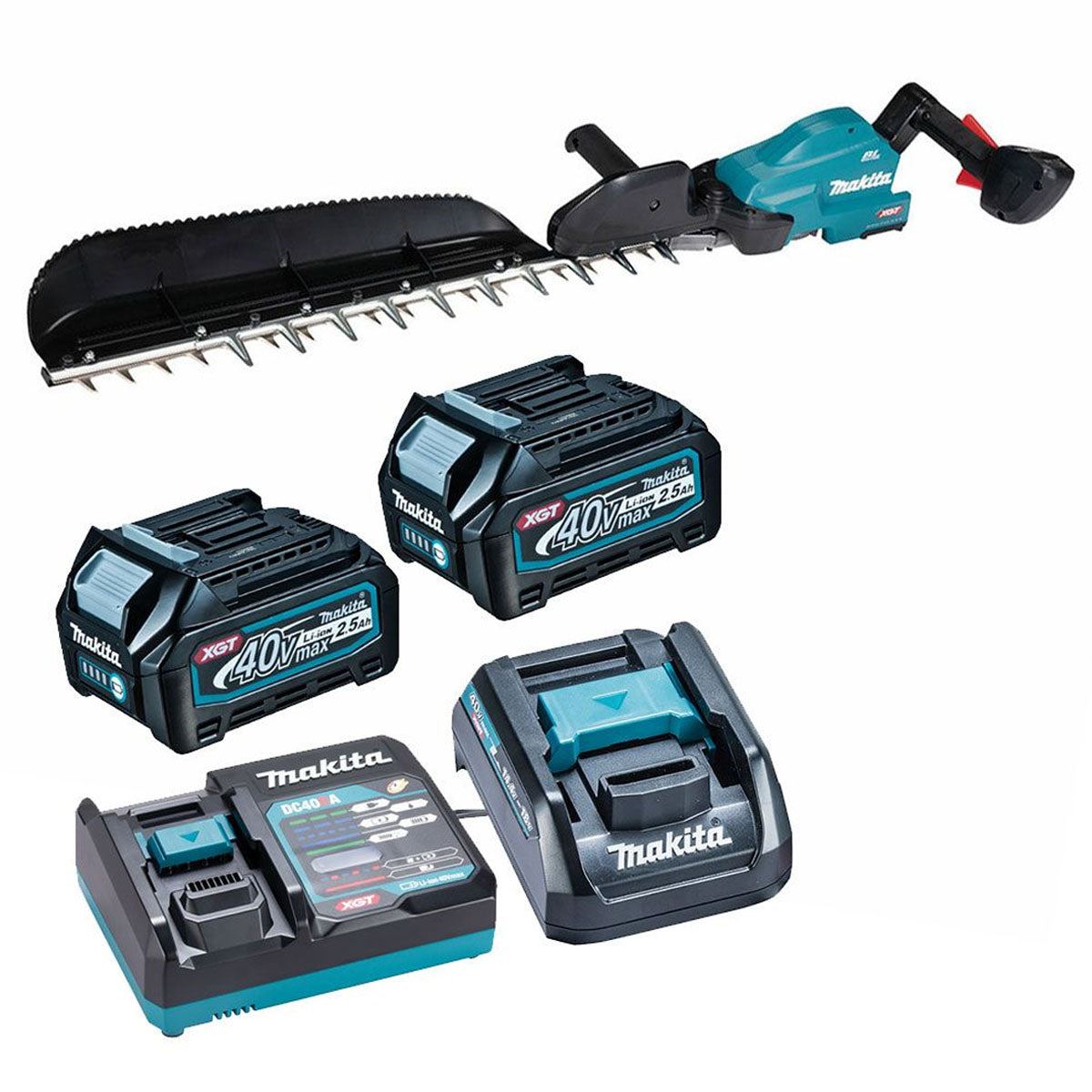 Makita UH013GD201 40V XGT Brushless Hedge Trimmer 600mm With 2 x 2.5Ah Batteries & Charger