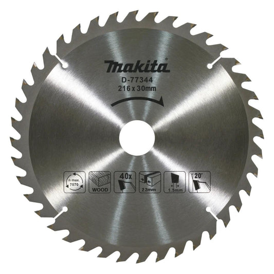 Makita D-77344 Mitre Saw Blade 216mm x 30mm x 40T