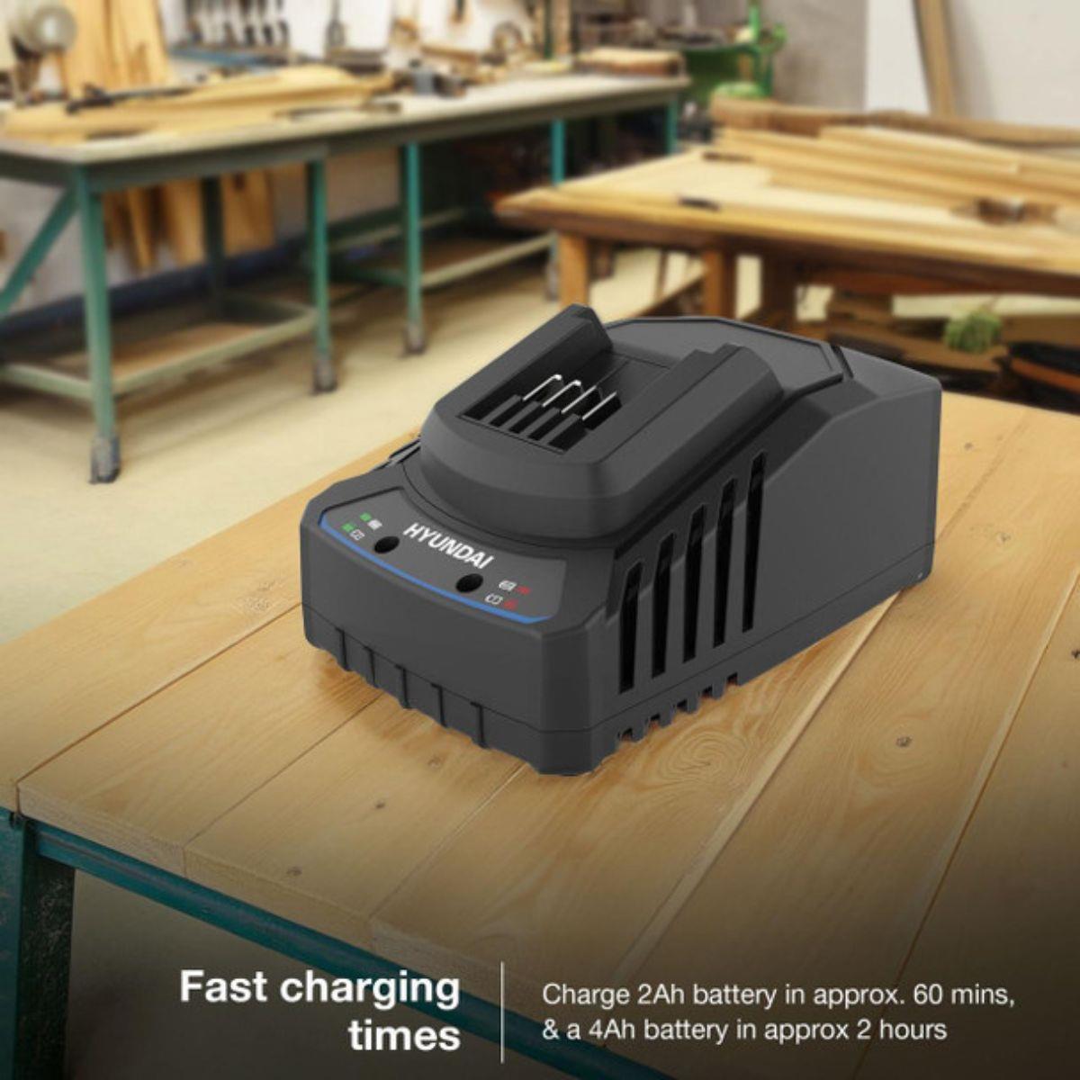 Hyundai S02-FTB 20V Hammer Drill and Angle Grinder 115mm Brushless Kit 2.0Ah/4.0Ah Li-ion Battery & 2A Charger
