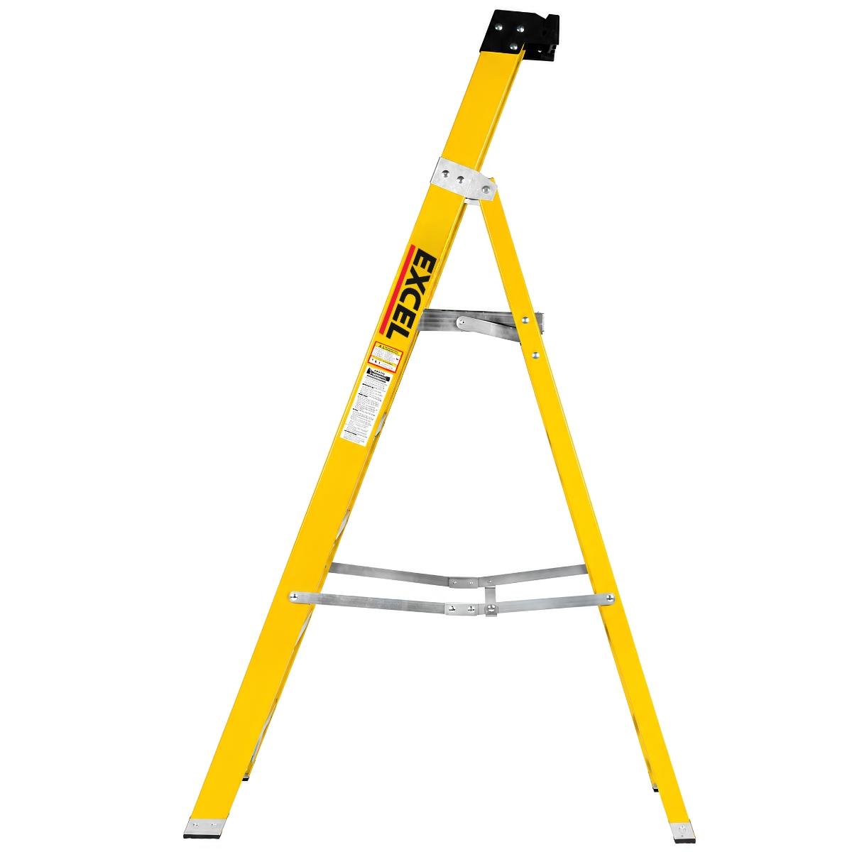 Excel Electricians Fibreglass Platform Step Ladder 5 Tread 1.81m EN131 Yellow
