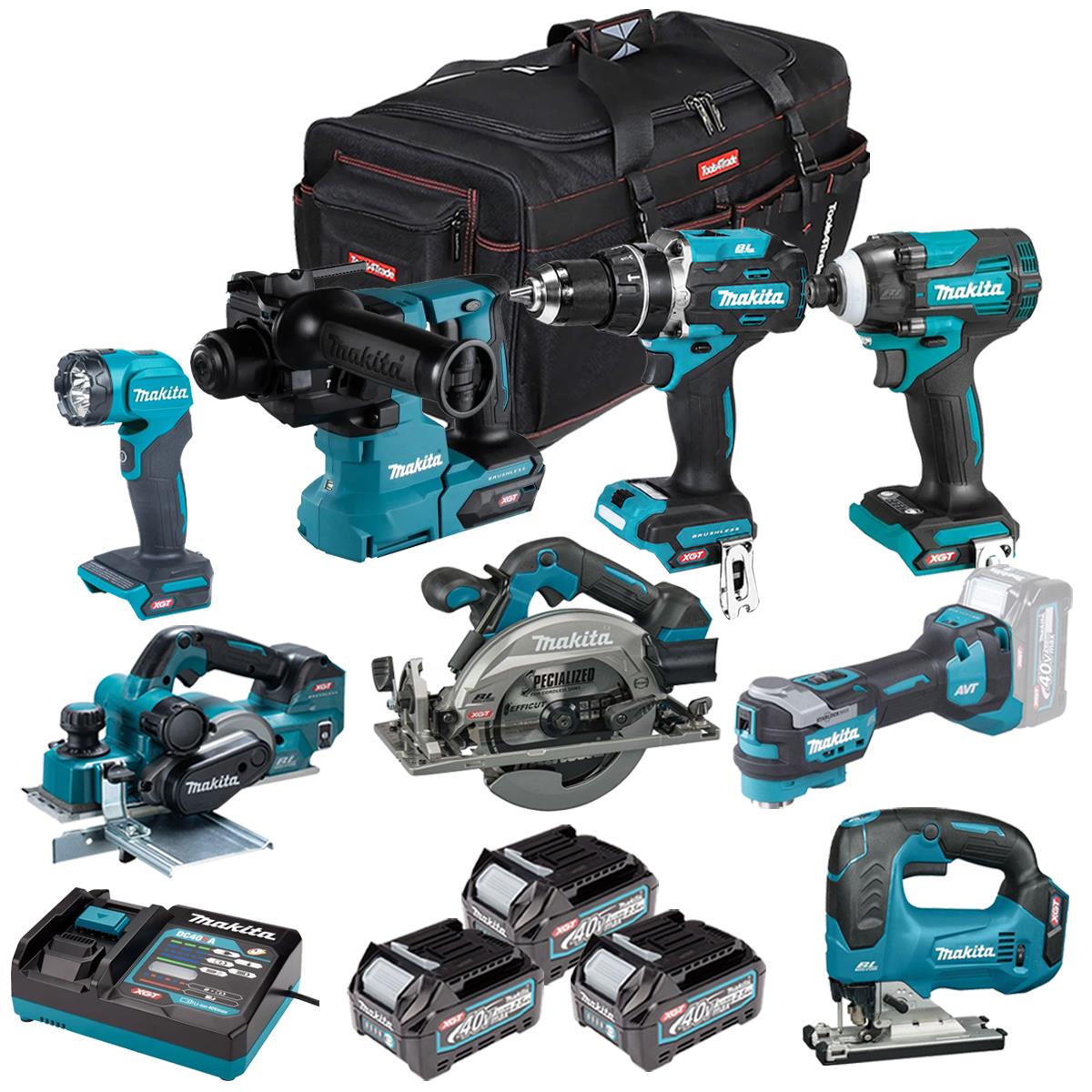 Makita 40V 8 Piece Combo Kit with 3 x 2.5Ah Batteries & Charger T4TKIT-7719