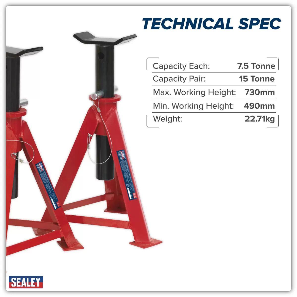Sealey AS7500 Axle Stands 7.5 Tonne Per Stand (Pair)