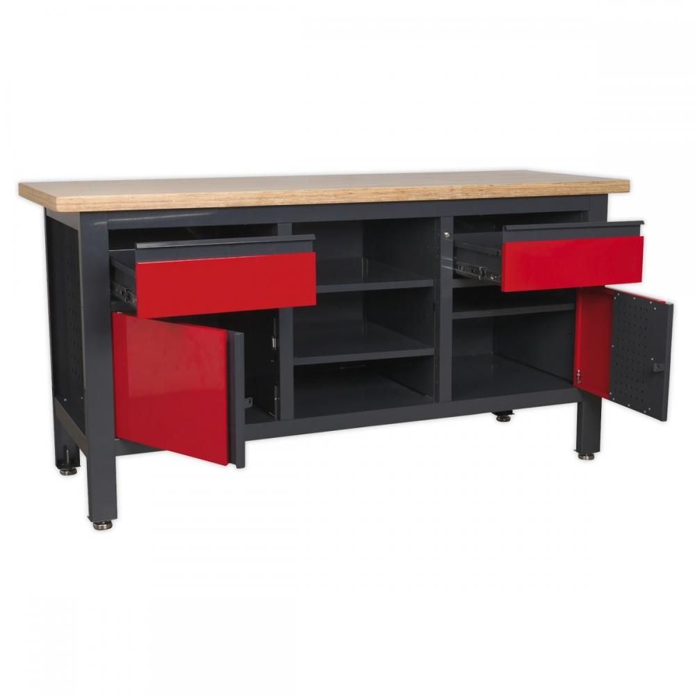 Sealey AP1905A Workstation with 2 Drawers, 2 Cupboards & Open Storage