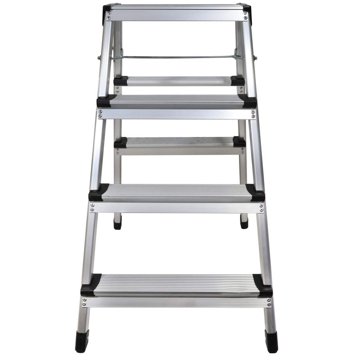 Excel Aluminium Stool Ladder 4 Tread Heavy Duty Folding Hop Up 745mm x 465mm Item Condition Damaged Box