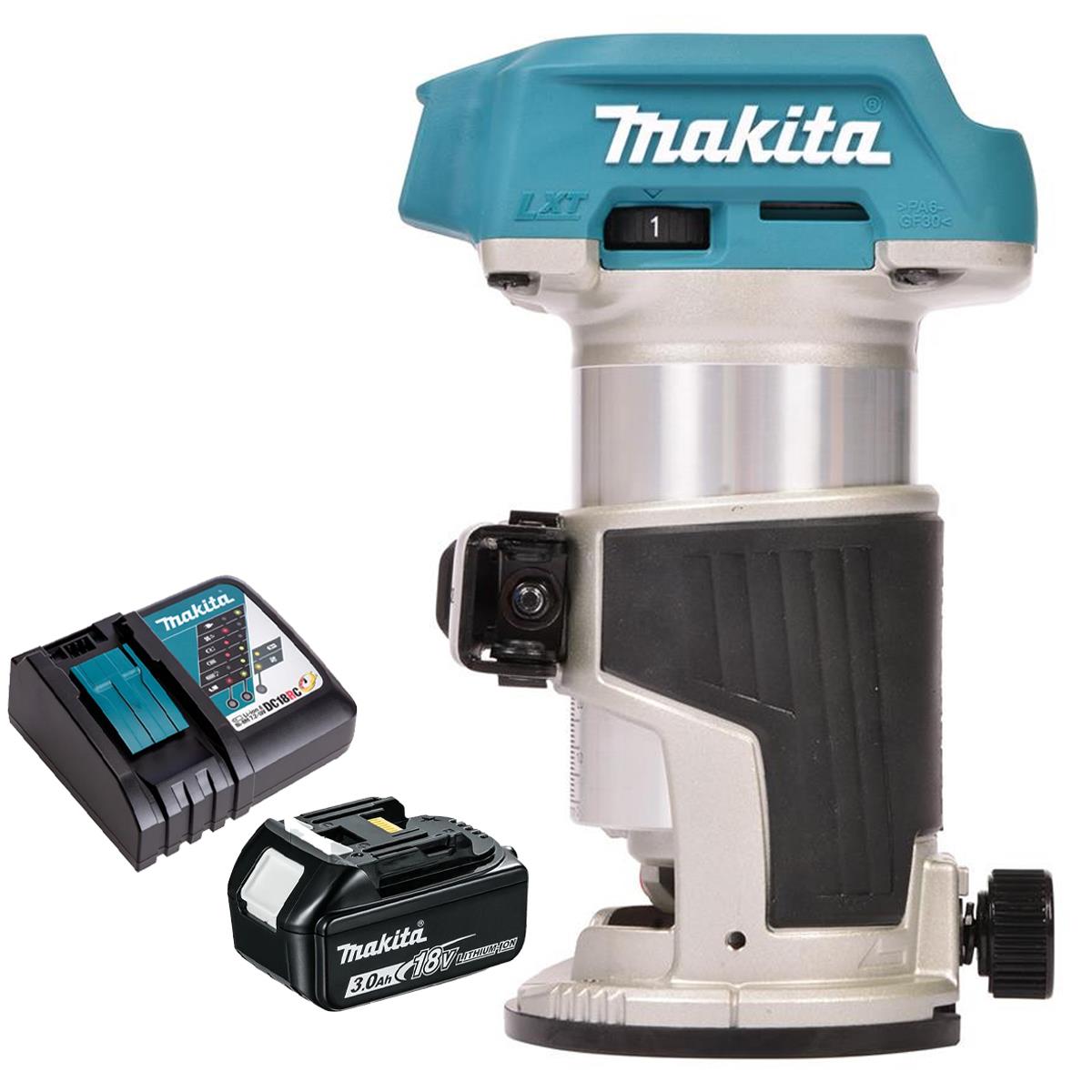 Makita DRT50ZX4 18V Brushless Router Trimmer With 1 x 3.0Ah Battery & Charger