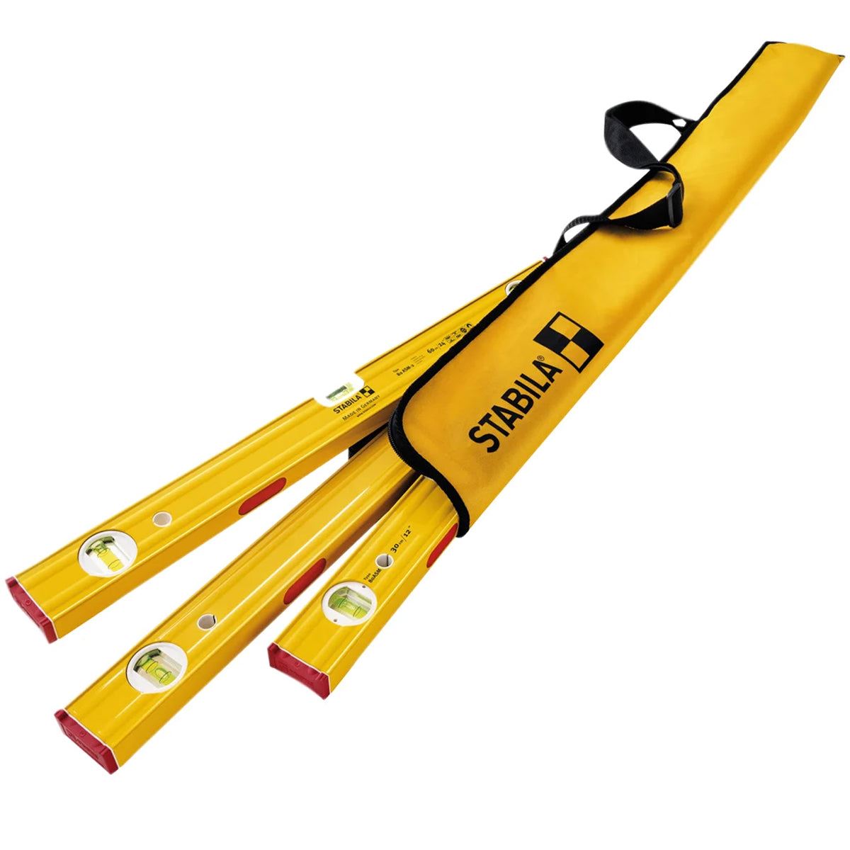 Stabila STB80ASMPSET 4-Piece Pro Level Set 30cm, 60cm & 120cm for Accurate Leveling 19716