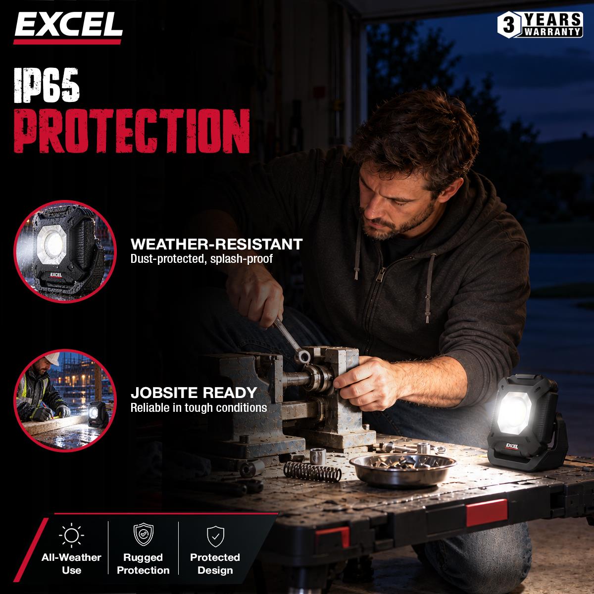 Excel 800 Lumens LED Magnetic Rechargeable Mini Work Light